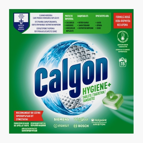 Tablete anticalcar cu rol de igienizare pentru mașina de spălat Hygiene+, 15 spălări