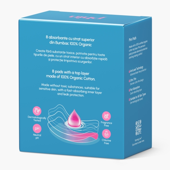 Absorbante de noapte din bumbac organic, 8 buc