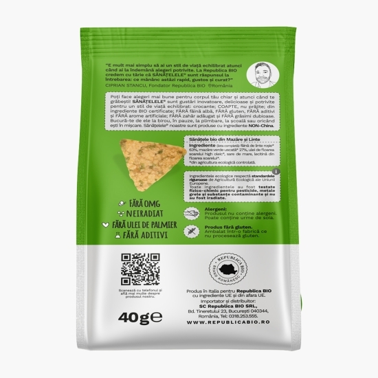 Snacks Sănățele BIO din mazăre și linte, fără gluten 40g