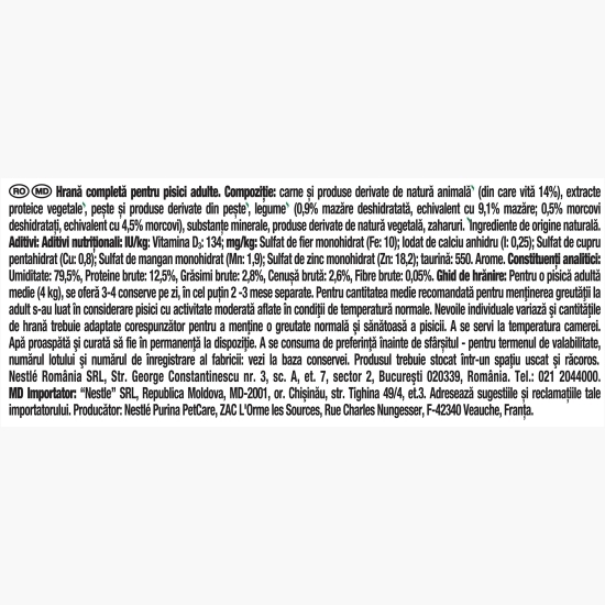 Hrană umedă pentru pisici, 85g, vită