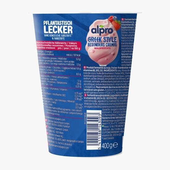 Produs fermentat din soia cu aromă de fructe de pădure Greek Style 400g