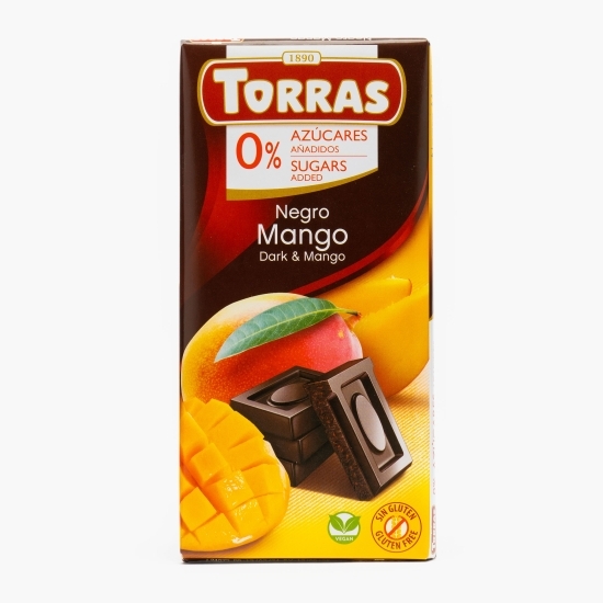 Ciocolată neagră cu mango, fără zahăr adăugat 75g