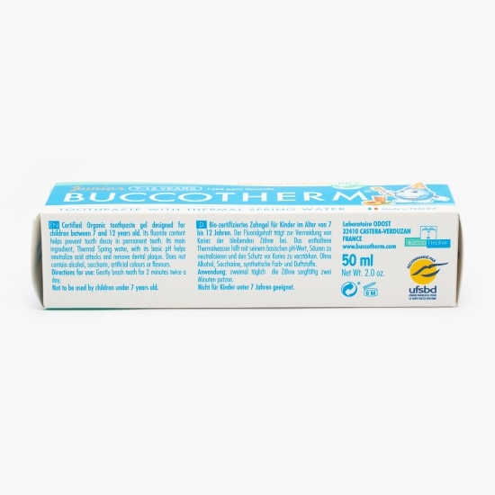 Pastă de dinți pentru copii cu fluor cu aromă de piersici, 7-12 ani, 50ml
