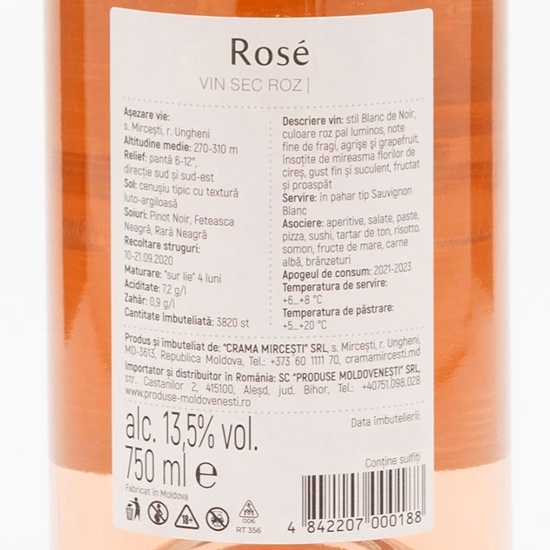 Vin rose sec Pinot Noir & Fetească Neagră & Rară Neagră, 13.5%, 0.75l