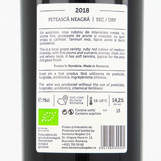 Vin roșu sec eco Fetească Neagră 0.75l