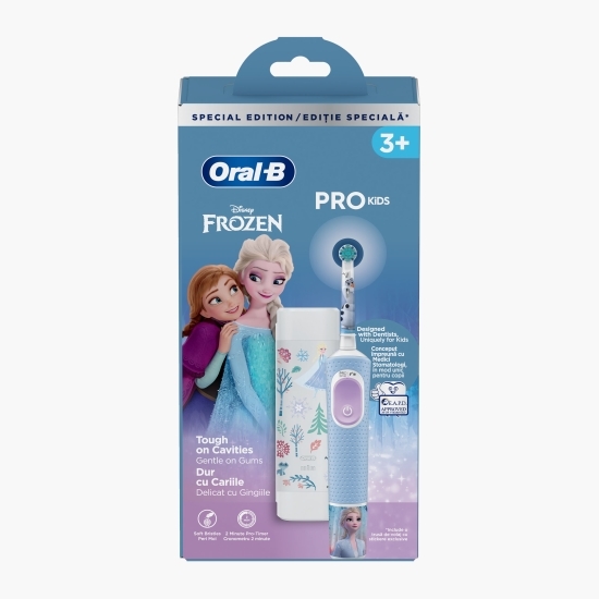 Periuță de dinți electrică Pro Kids Frozen, 2 moduri de periaj, 1 capăt, 4 autocolante, trusă de călătorie, 3+ ani
