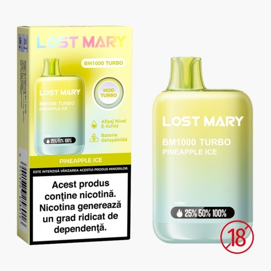 Țigară electronică de unică folosință BM1000 Turbo Pineapple Ice, 2ml, 2% nicotină, 1000 pufuri