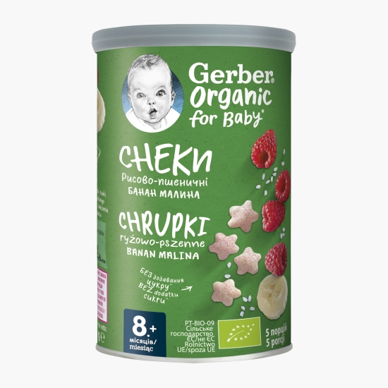 Gustare eco cu cereale, banane si zmeură +8 luni, 35g