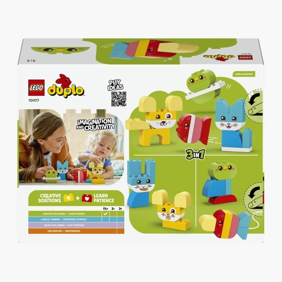 Animăluțe de companie creative 3 în 1, 10477 Duplo, 24 piese, +1 an jumătate