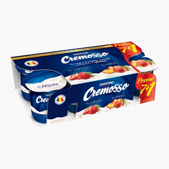 Iaurt Cremosso cu căpșuni și piersici 8x125g