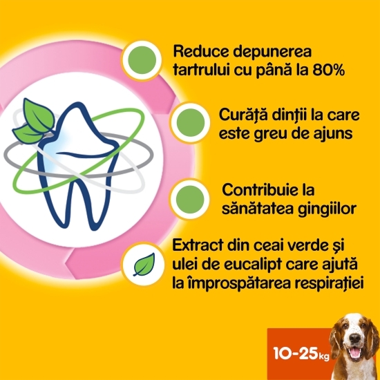 Batoane dentare pentru câini de talie medie, 180g, DentaStix cu eucalipt