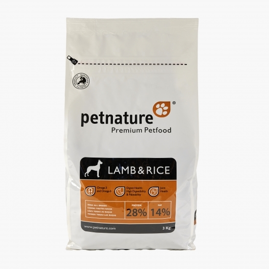 Hrană uscată pentru câini adulți, 3kg, miel și orez