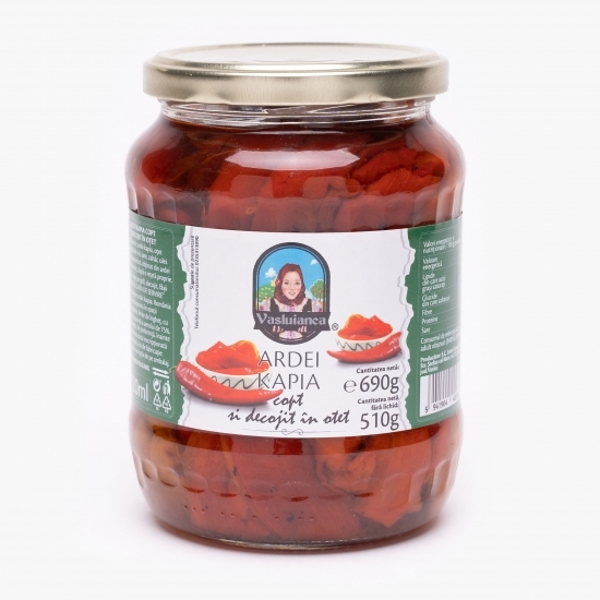 Ardei kapia copt și decojit în oțet 690g
