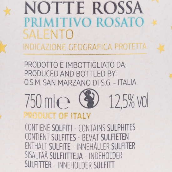 Vin rose Notte Rossa, Primitivo Rosato, Salento, 12.5%, 0.75l