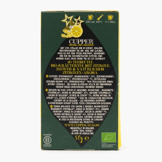 Ceai eco Lămâie & Ghimbir Superstar, 20 plicuri, 50g