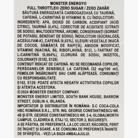 Băutură energizantă Full Throttle zero zahăr 4x500ml