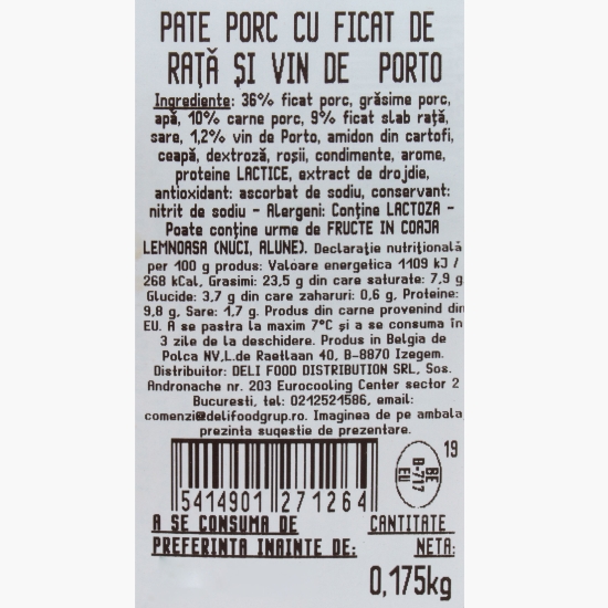 Pate de porc și rață cu vin de Porto 175g