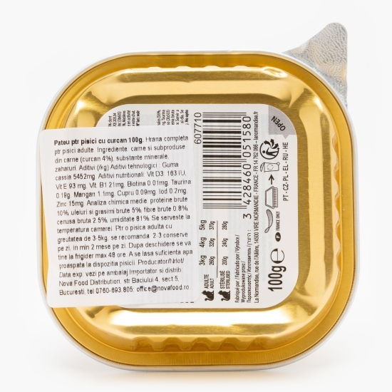 Hrană umedă pentru pisici adulte, pate, 100g, curcan