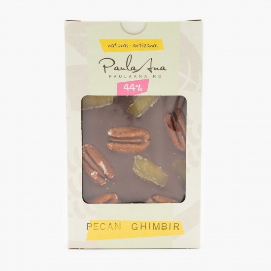 Ciocolată 44% cu pecan și ghimbir 120g