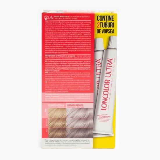 Vopsea permanentă pentru păr Ultra Max 10.19 blond argintiu intens 200ml