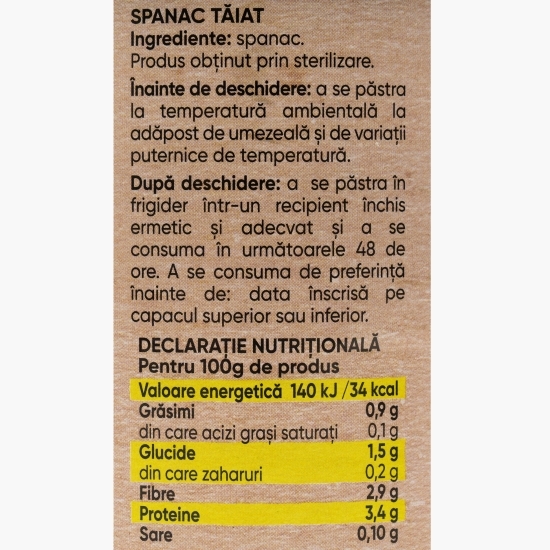 Spanac tăiat 395g