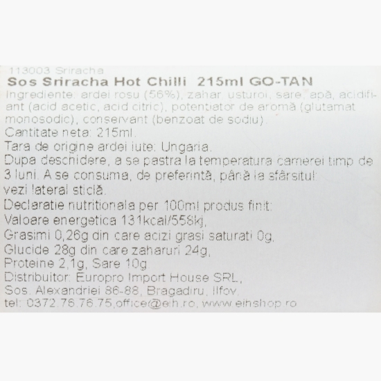 Sos sriracha hot chilli 215ml
