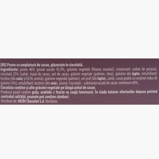 Prune glazurate în ciocolată amăruie 185g