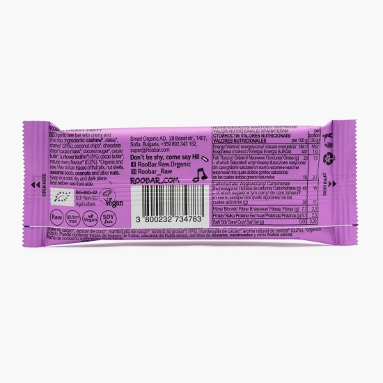 Baton eco cu cireșe Cherry Party vegan, fără gluten 30g
