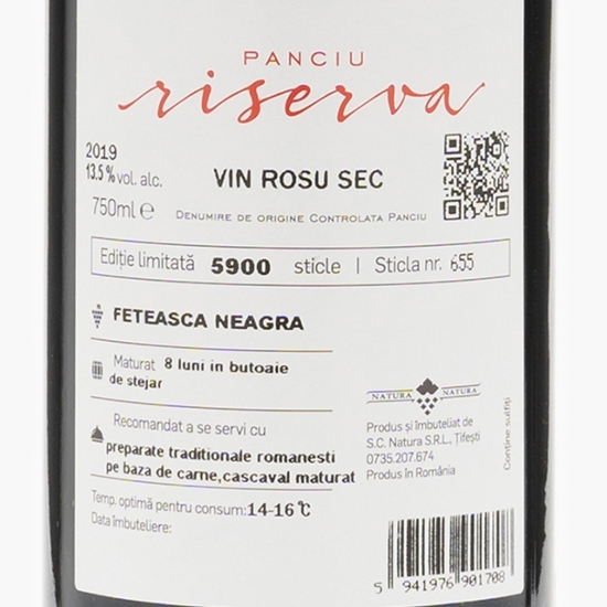 Vin roșu sec Fetească Neagră, 13.5%, 0.75l