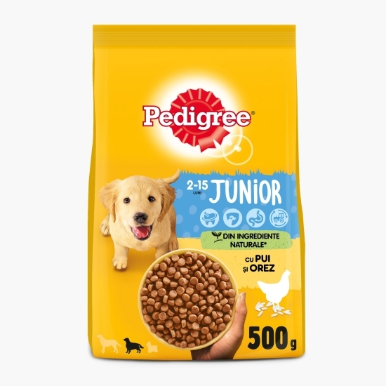 Hrană uscată pentru câini juniori, 500g, cu pui și orez