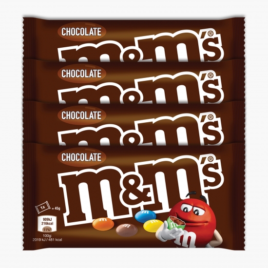 M&M'S - Ciocolată cu lapte 4x45g, 180g