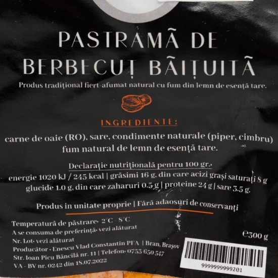 Pastramă de berbecuț băițuită 300g