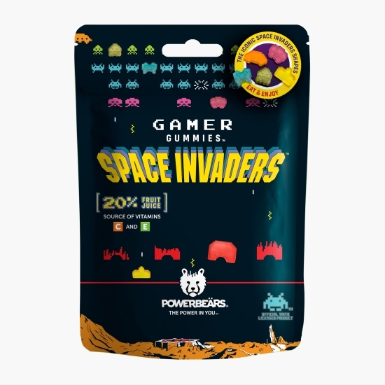 Jeleuri gumate "Space Invaders" cu aromă de fructe, vitamina C și E 125g
