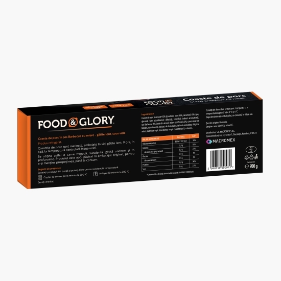 Coaste de porc în sos barbecue cu miere, gătite lent 700g