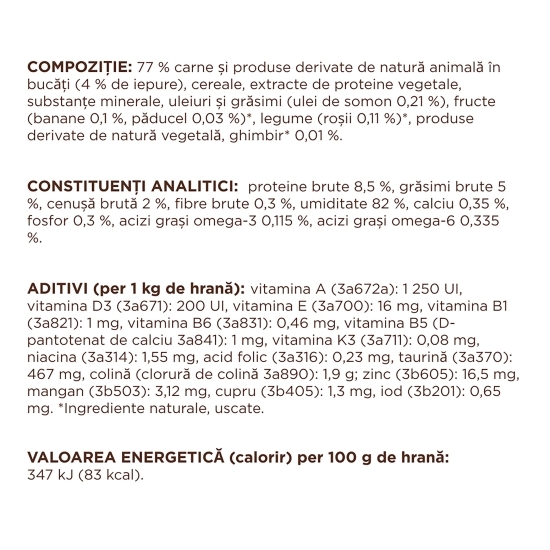 Hrană umedă pentru pisici, cu iepure în jeleu, 85g