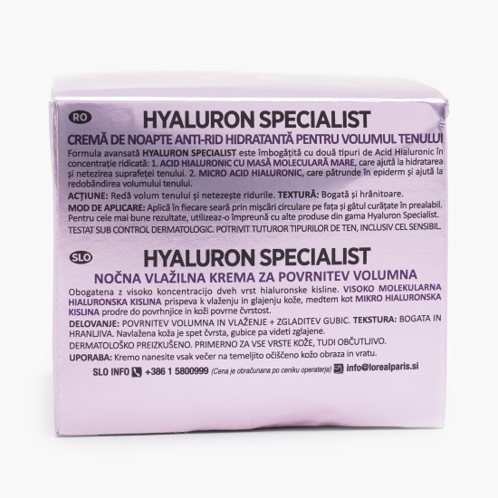 Cremă de noapte antirid hidratantă, Hyaluron Specialist, 50ml
