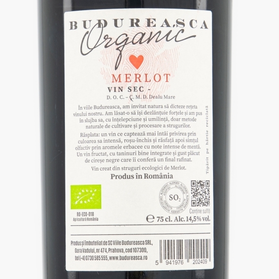 Vin roșu sec eco Merlot, 14.5%, 0.75l