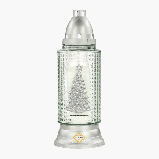 Candelă de Crăciun cu brăduț alb