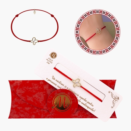 Mărțișor brățară fluture, placat cu aur