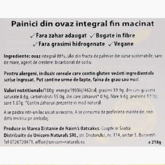 Pâinici din ovăz integral fin măcinat, 218g