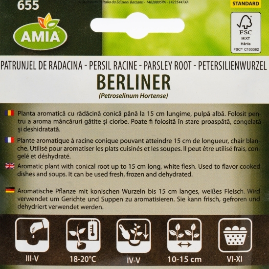 Semințe pătrunjel rădăcină Berliner 5g