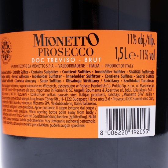 Vin spumant alb brut Prosecco, 11%, 1.5l