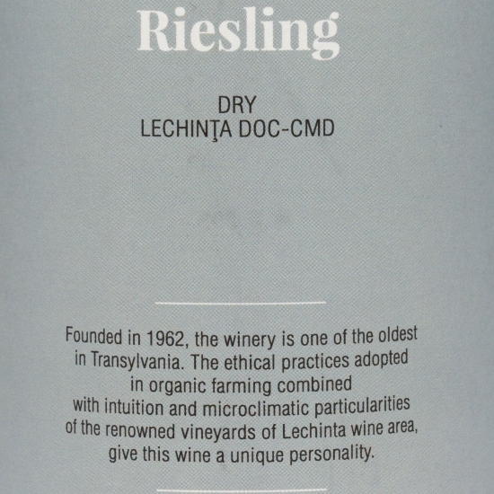 Vin alb sec eco Riesling, 12.5%, 0.75l