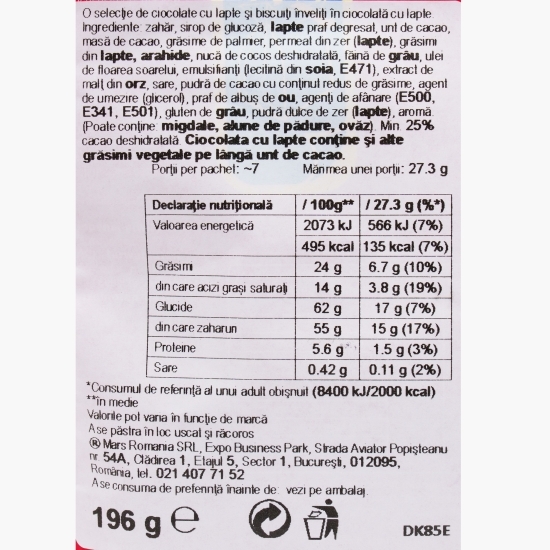 Selecție bomboane de ciocolată cu lapte 196g