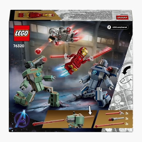 Iron Man și War Machine vs dronele Hammer, 76320 Marvel, 204 piese, +7 ani