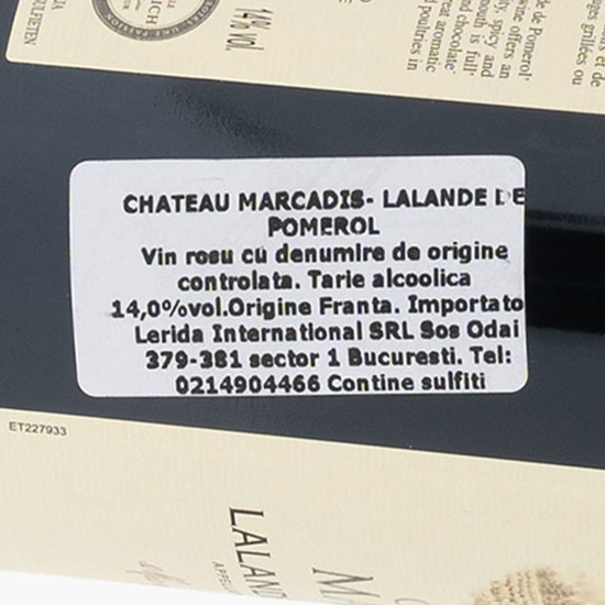 Vin roșu sec Lalande de Pomerol, 14%, 750ml
