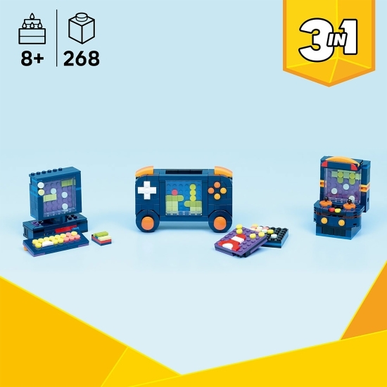 Consolă de jocuri video retro 3 în 1, 31380 Creator, 268 piese, +8 ani
