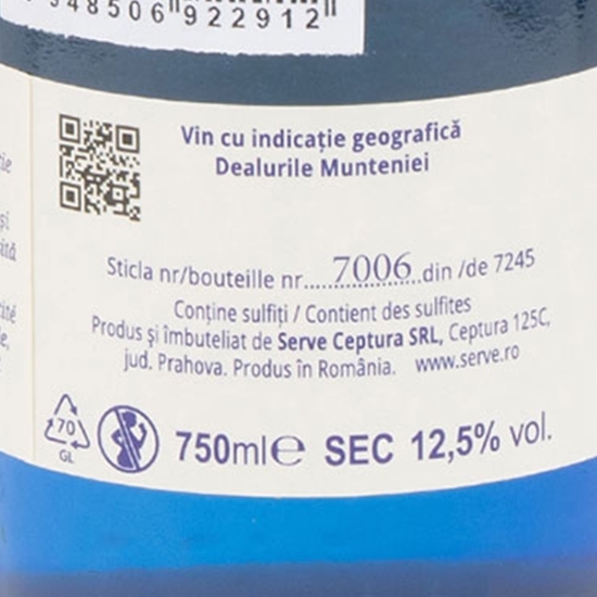 Vin alb demidulce Pinot Noir, Chardonnay, Fetească Albă, Tămâioasă Românească, 12.5%, 0.75l