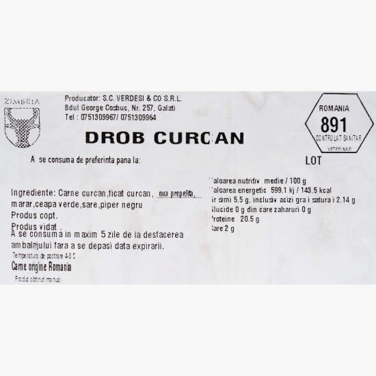 Drob curcan cu ouă de prepeliță 250g
