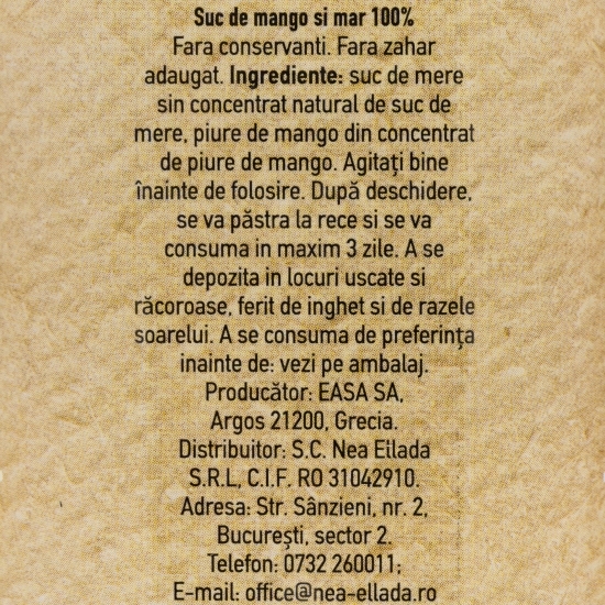 Suc mango și mere, fără zahăr adăugat 1l